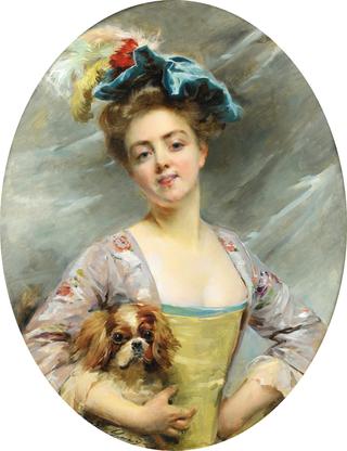 Young Woman with a Little Dog