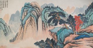  After the Rising and Warm Green Mountains by Huang Gongwang with Calligraphy