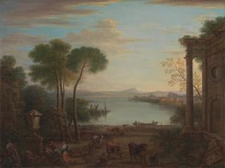 Classical Landscape with Figures and Animals: Dawn