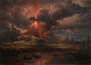 Vesuvius Erupting at Night