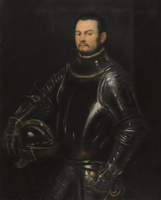 Portrait of a Young Bearded Man Wearing Armor