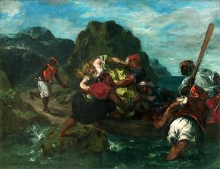 Pirates africains enlevant une jeune femme  (African Pirates Abducting a Young Woman)