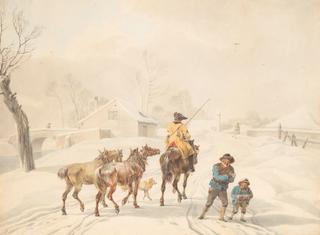 Postilion on Horse in a Winter Landscape