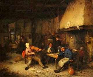 Violin Player and Drinking Farmers in a Tavern