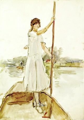 Young Woman Standing in a Boat on the Thames