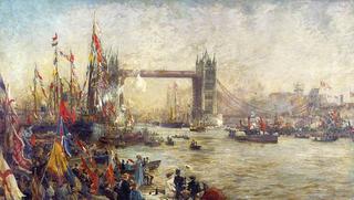 塔桥的开放，伦敦，1894年6月30日