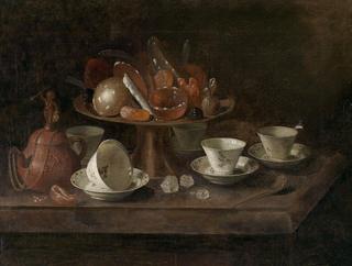 Still life with chocolate cups