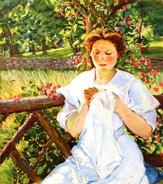 Lady Embroidering