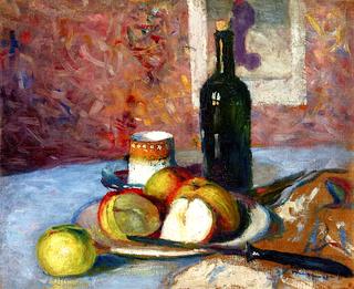 Still Life with Cup, Fruit and Bottle