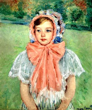 Girl in a Bonnet Tied with a Large Pink Bow