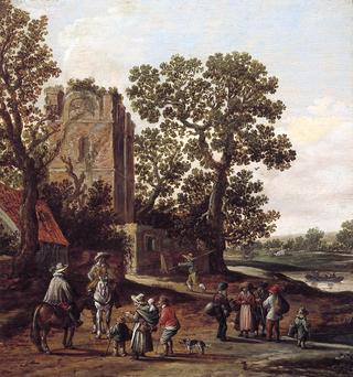 Landscape with Beggars and Two Riders at a Ruin