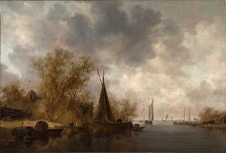 River Landscape with Fishing Boats