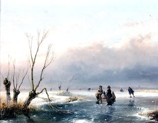 Winter Landscape with Skaters on the Ice