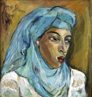 Woman with Blue Scarf