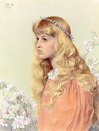 Portrait of Adele Donaldson, half-length, with Forget-me-nots in Her Hair
