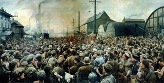 1917年5月弗拉基米尔列宁在普蒂洛夫工厂工人集会上