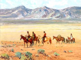 Indians Crossing the Mesa, Taos