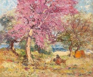 Goatherder under Blooming Tree