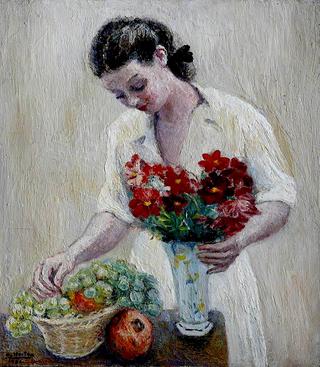 Girl with Fruit and Flowers