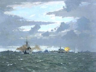Destroyers Bombing Shore Batteries, 6 June 1944