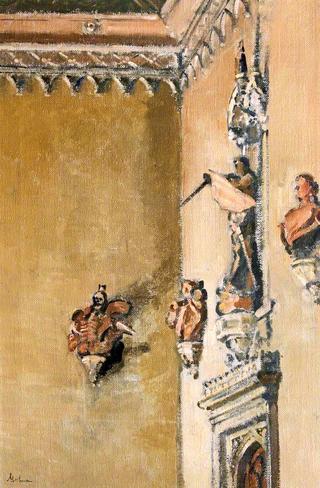 大厅的一角，拉科克修道院，有维克多·亚历山大·塞德巴赫的陶土雕塑