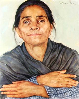 Mexican woman with crossed hands