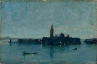San Giorgio Maggiore from the Lagoon by moonlight, Venice