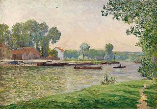 Towing on the Oise, Island Adam