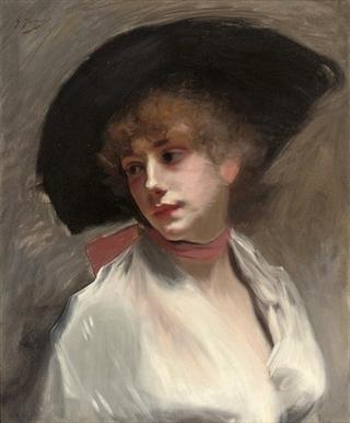 An Elegant Lady in a Black Hat