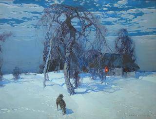 Wolf in Winter Landscape