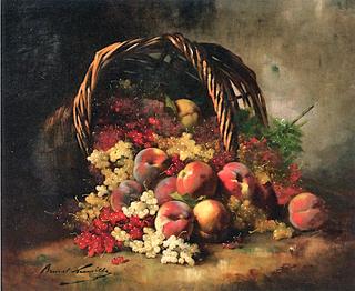 Still Life with Currants and Peaches Spilling from a Basket