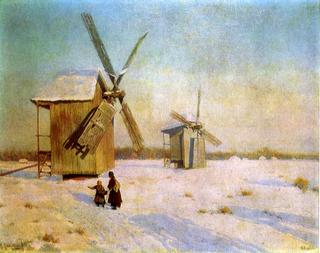 Winter Landscape with Windmills