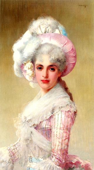 An Elegant Lady in a Pink Hat and Dress