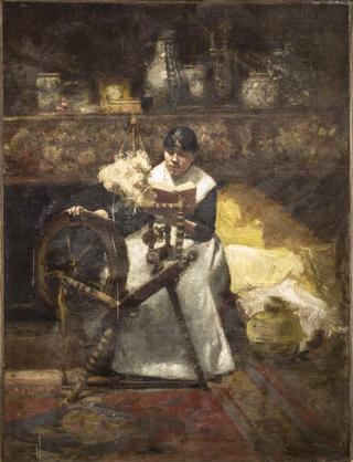 Susan Eakins Reading at the Loom