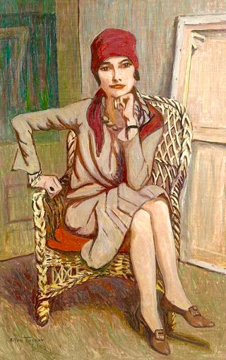 Lady Seated in a Wicker Chair