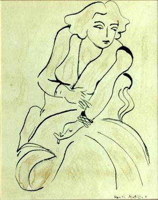 Woman with a Cigarette on Green