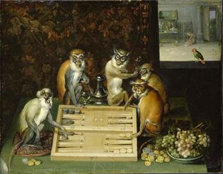 Monkeys playing backgammon