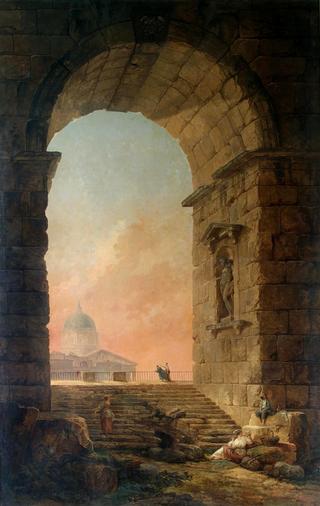 Landscape with an Arch and The Dome of St Peter's in Rome