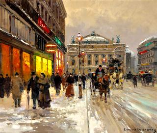 Avenue de L'opéra, soir de neige