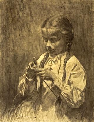 Little Girl Knitting