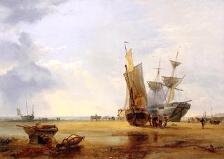 Brig on Sands: Vessels on the Sands at Hastings