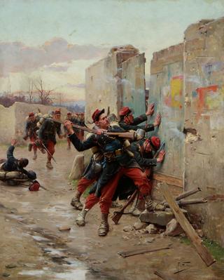 French infantry storming a fort during Franco-Prussian War