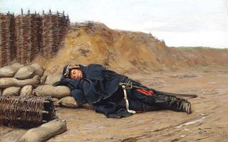 A sleeping Napoleonic soldier