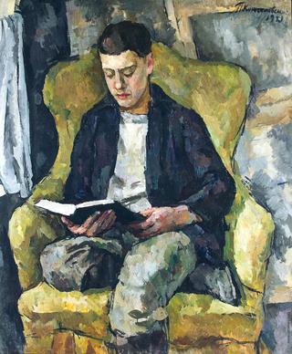 Portrait of Mikhail Konchalovsky, the artist’s son, sitting in an armchair