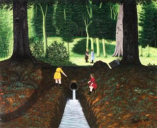 Two Children Playing in the Forest