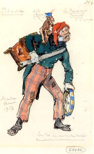 Costume design for 'Perouchka': The first organ grinder