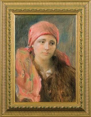Girl in red scarf