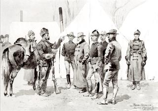 At the Mouth of Rapid Creek - General Carr Receiving the Report of a Scout