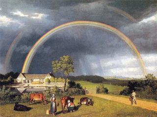 莫恩郡斯佩尔斯比村农场上空的彩虹
