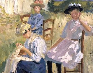 Louise Sewing with Two Friends